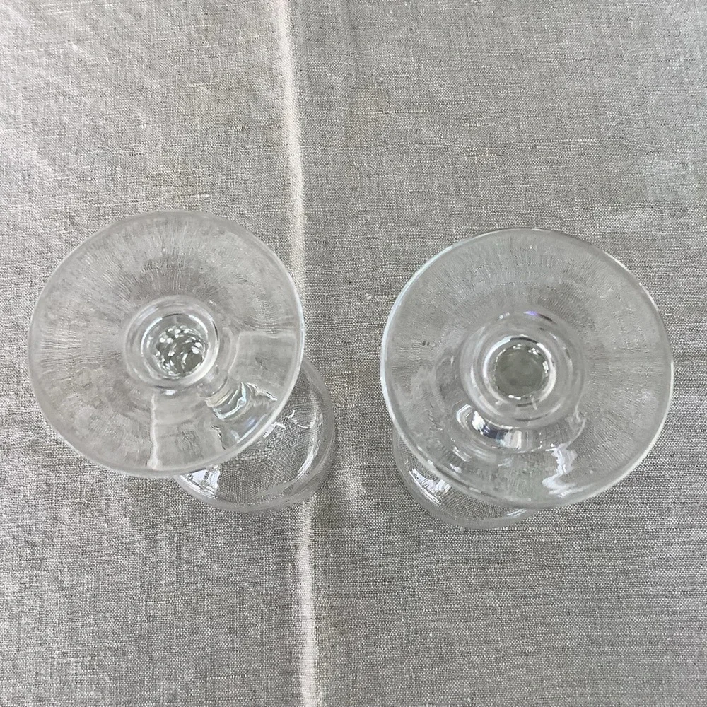 Pair of Vintage Etched Wheat Stemmed Sherry Glasses